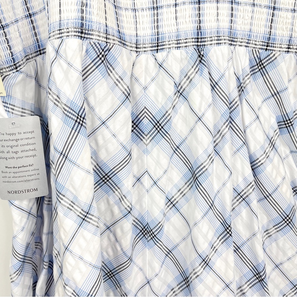 Eliza J Smocked Plaid Ruffle Midi Dress SZ 18W Blue White Sleeveless Sundress - Picture 11 of 16